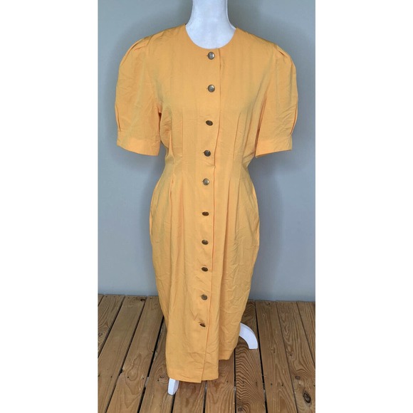 Vintage MS. CHAUS Button Front Midi Dress Size 10 - Picture 1 of 9
